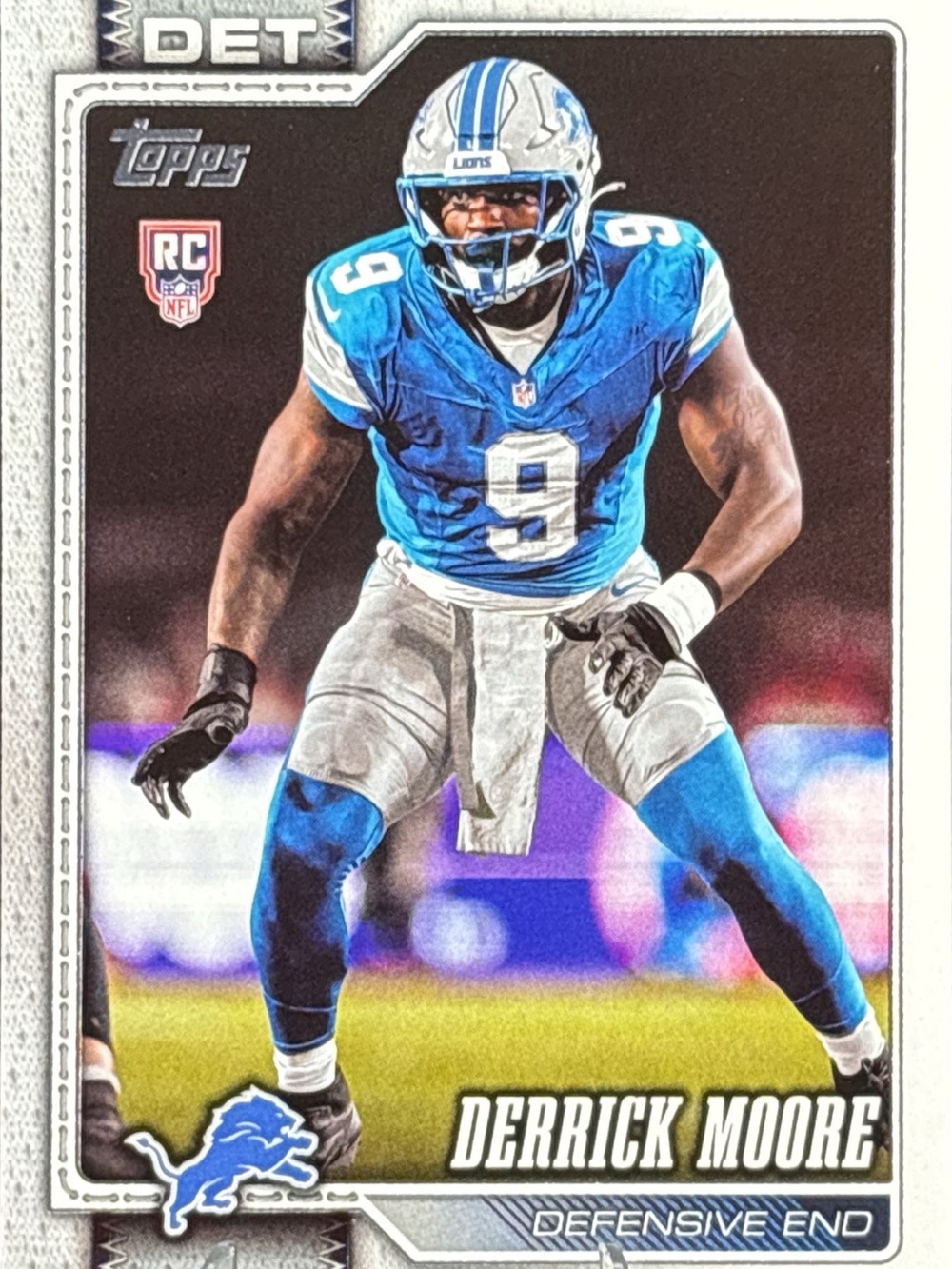 Topps Detroit Lions Derrick Moore Rookie Football Card